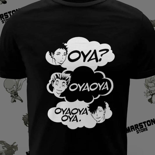 Polera negra de Haikyuu!! con Tetsuro Kuroo, Kotaro Bokuto y Keiji Akaashi