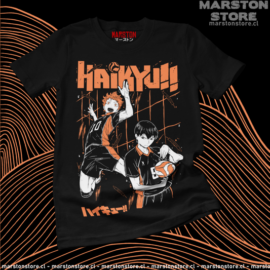 Polera negra de Haikyuu!! con Tobio Kageyama y Shoyo Hinata