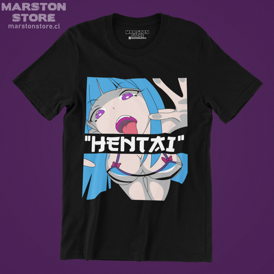 Polera negra con diseño Hentai