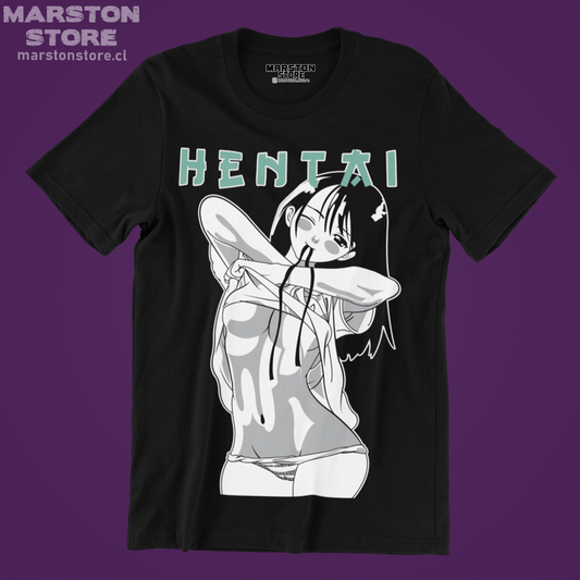 Polera negra con diseño Hentai