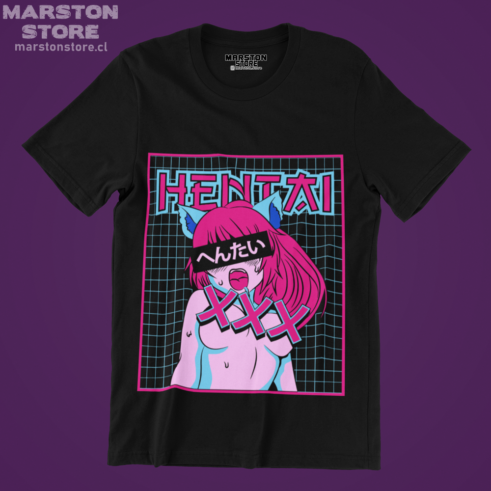 Polera negra con diseño Hentai