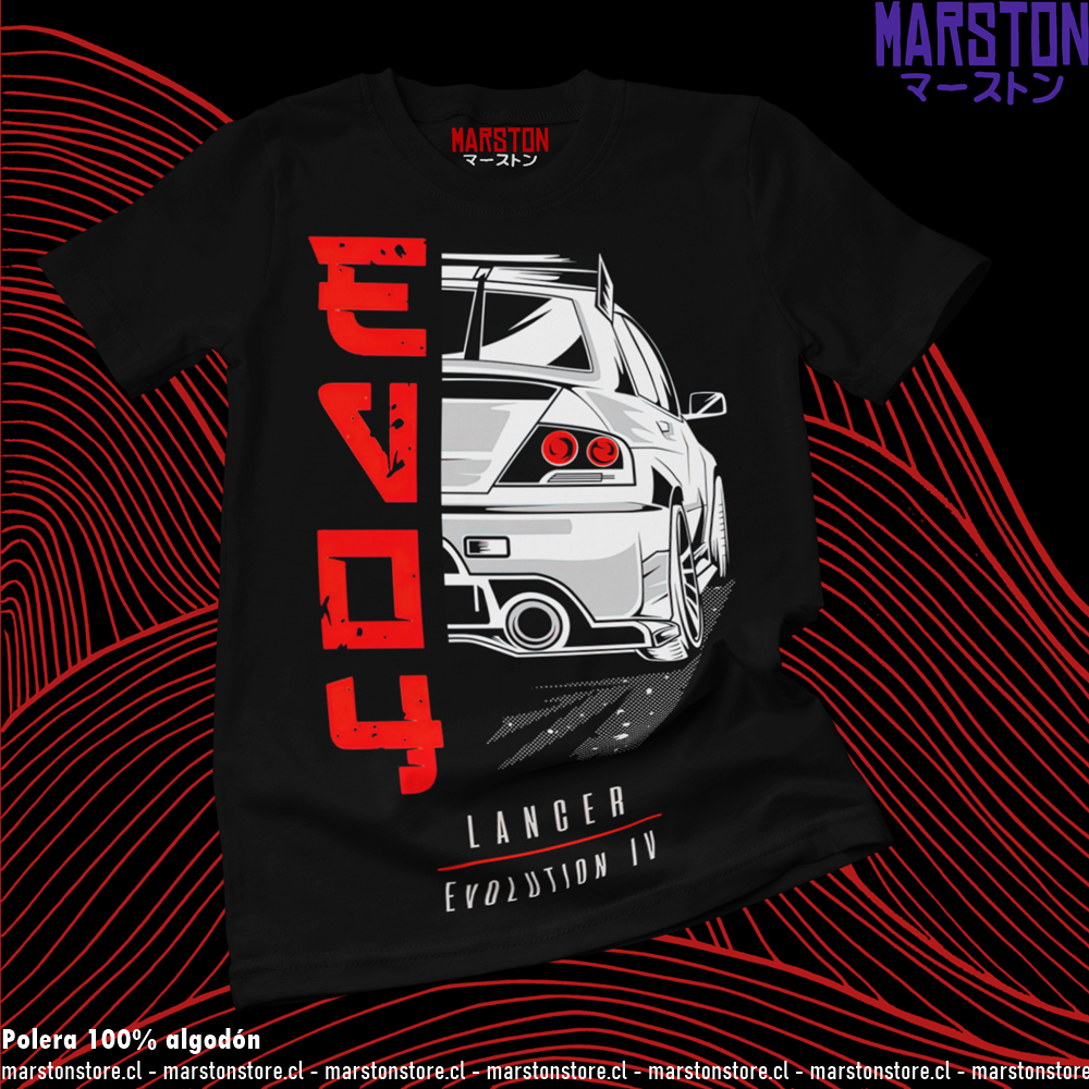 Polera negra de Initial D con Lancer Evolution IV