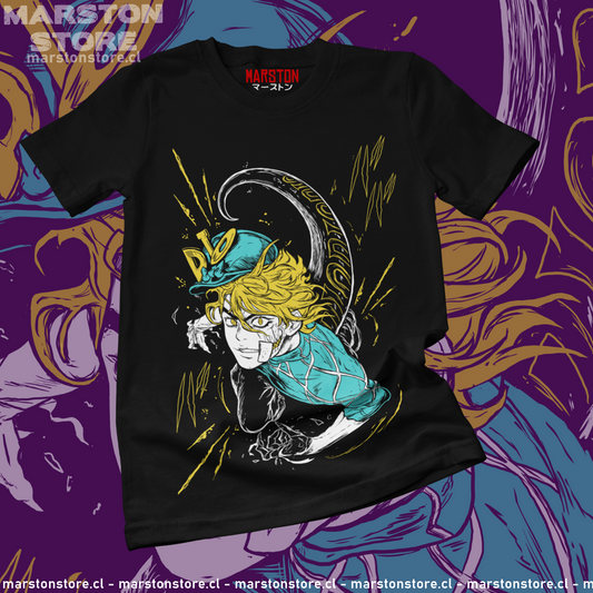 Polera negra de JoJo's Bizarre Adventure con Diego Brando