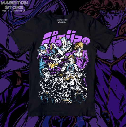 Polera negra de JoJo's Bizarre Adventure con diseño anime