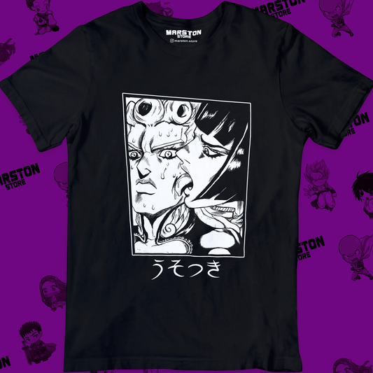 Polera negra de JoJo's Bizarre Adventure con Giorno Giovanna y Bruno Bucciarati