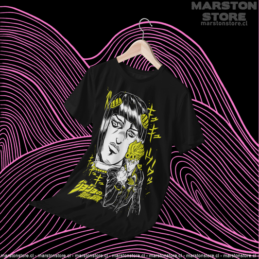 Polera negra de JoJo's Bizarre Adventure con Giorno Giovanna y Bruno Bucciarati