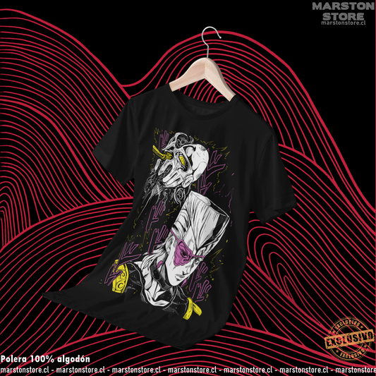 Polera negra de JoJo's Bizarre Adventure con Jean Pierre Polnareff y Silver Chariot
