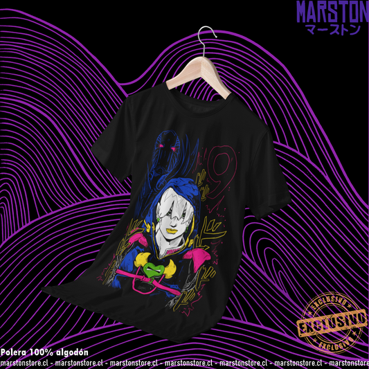 Polera negra de JoJo's Bizarre Adventure con Jodio Joestar