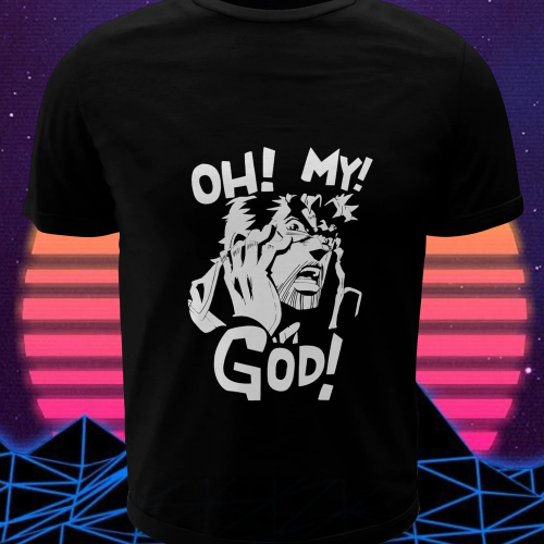 Polera negra de JoJo's Bizarre Adventure con Joseph Joestar