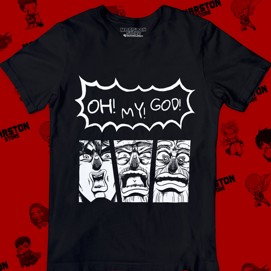 Polera negra de JoJo's Bizarre Adventure con Joseph Joestar