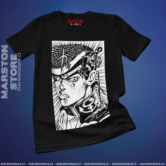 Polera negra de JoJo's Bizarre Adventure con Josuke Higashikata