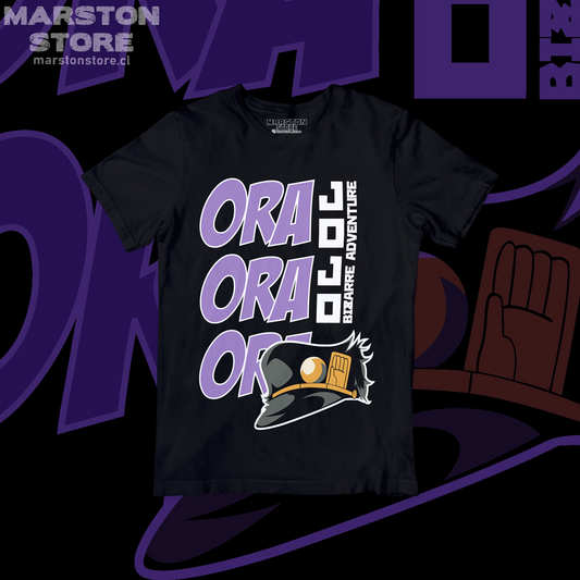 Polera negra de JoJo's Bizarre Adventure con Jotaro Kujo