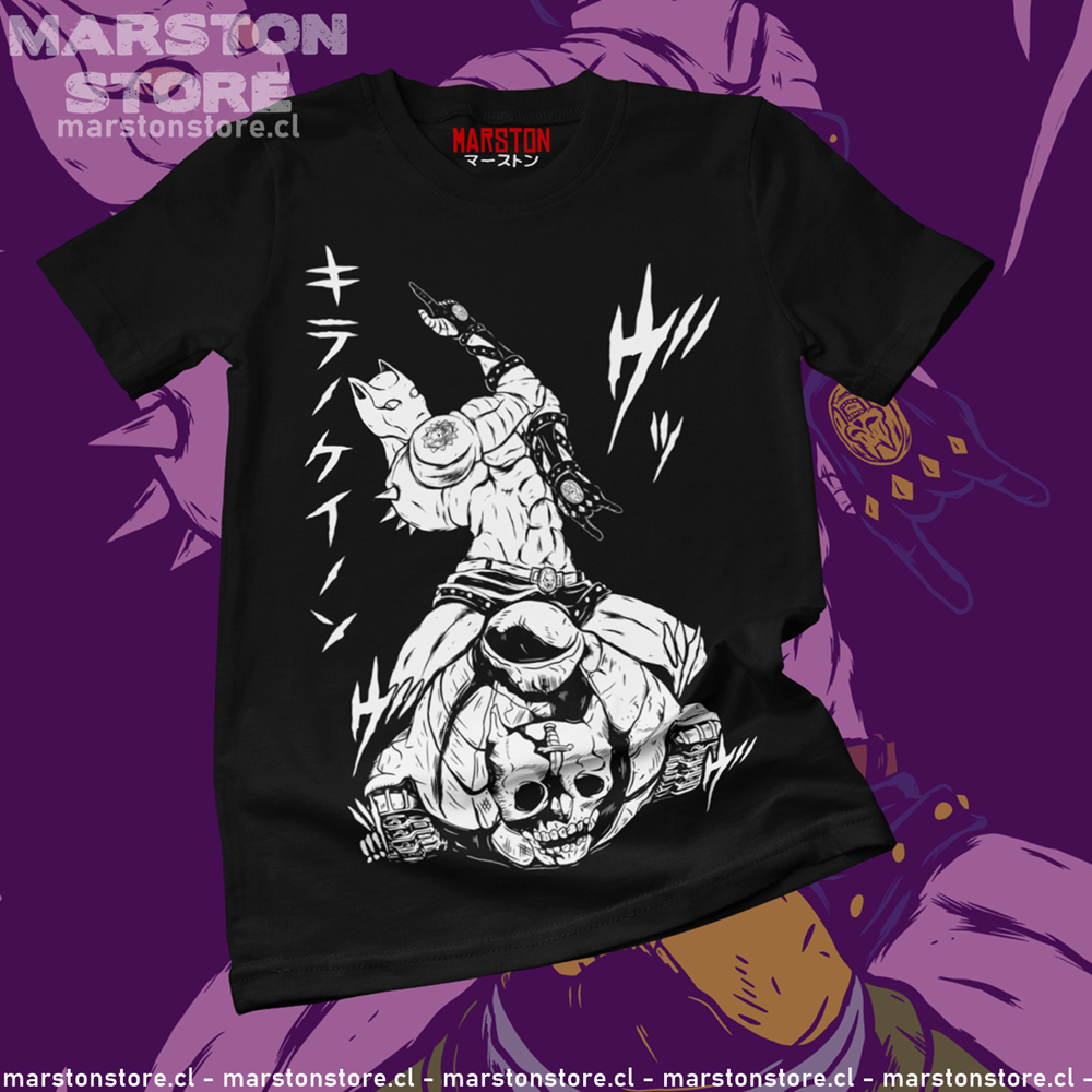 Polera negra de JoJo's Bizarre Adventure con Killer Queen