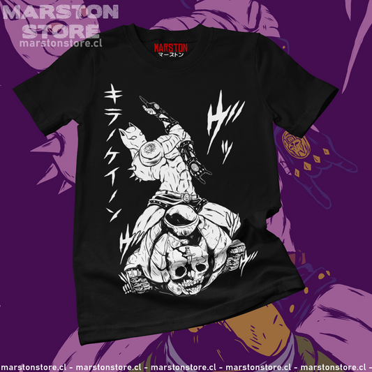 Polera negra de JoJo's Bizarre Adventure con Killer Queen