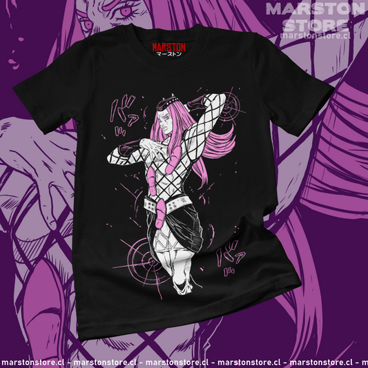 Polera negra de JoJo's Bizarre Adventure con Narciso Anasui