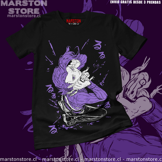 Polera negra de JoJo's Bizarre Adventure con Vinegar Doppio