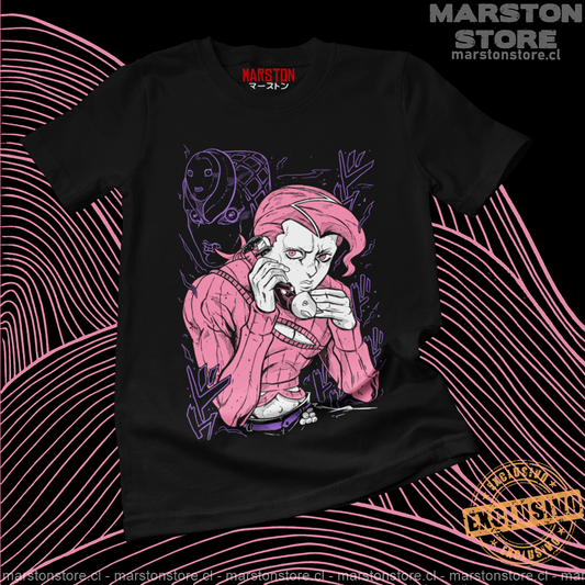 Polera negra de JoJo's Bizarre Adventure con Vinegar Doppio