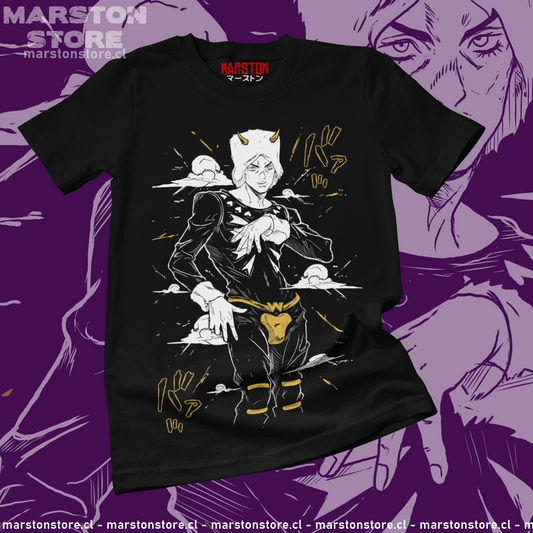 Polera negra de JoJo's Bizarre Adventure con Weather Report