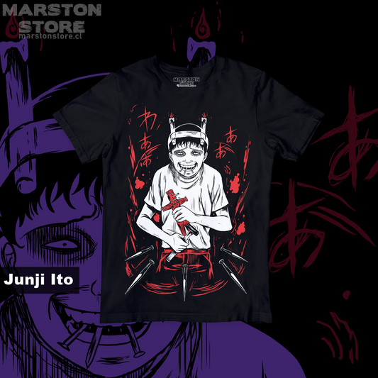Polera negra de Junji Ito con Souichi Tsujii