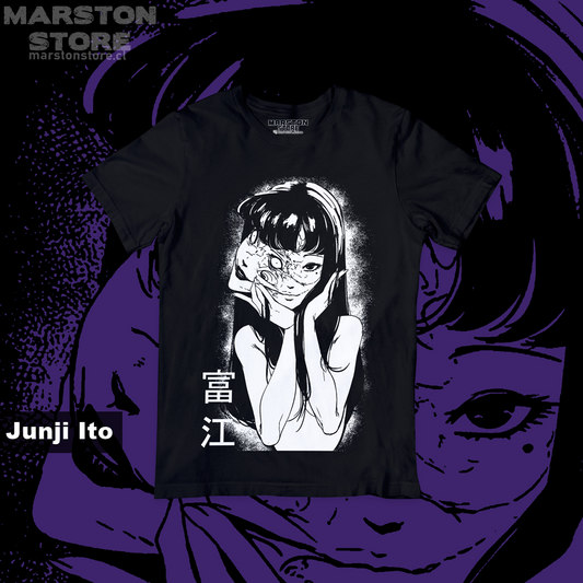 Polera negra de Junji Ito con Tomie
