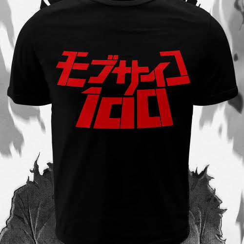 Polera negra de Mob Psycho 100 con diseño anime