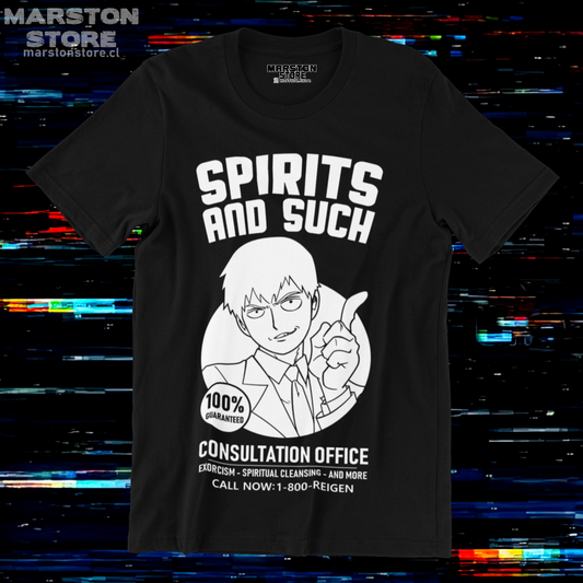 Polera negra de Mob Psycho 100 con Reigen Arataka