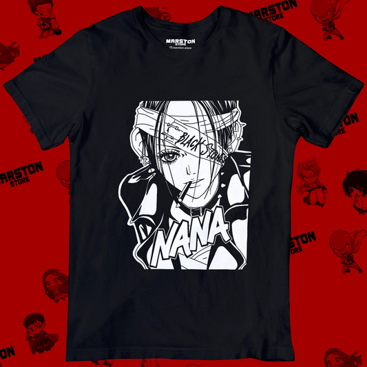 Polera negra de Nana con diseño inspirado en el anime y manga