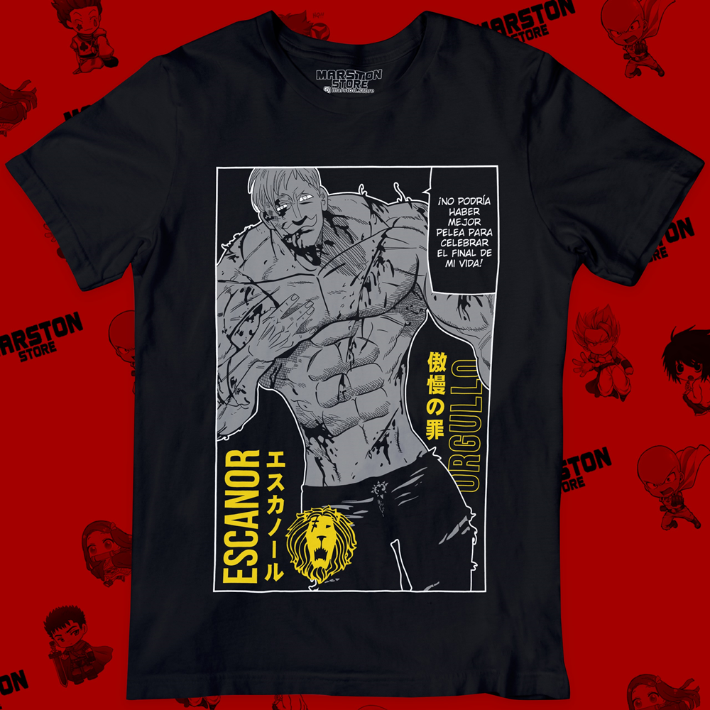 Polera negra de Nanatsu no Taizai (The Seven Deadly Sins) con Escanor