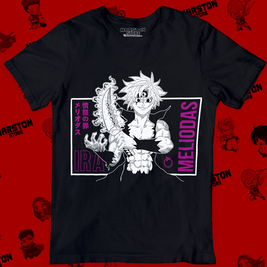 Polera negra de Nanatsu no Taizai (The Seven Deadly Sins) con Meliodas