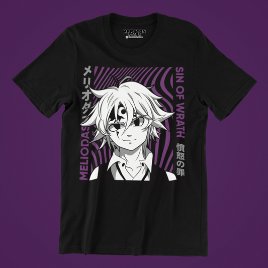 Polera negra de Nanatsu no Taizai (The Seven Deadly Sins) con Meliodas