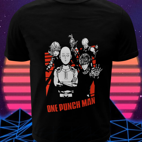 Polera negra de One Punch Man