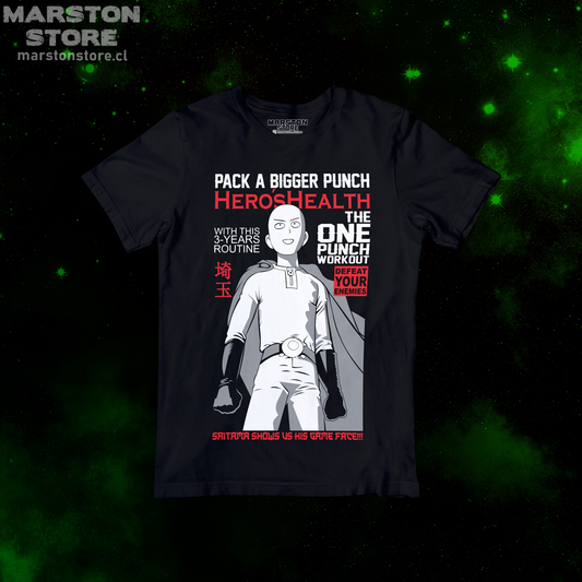 Polera negra de One Punch Man