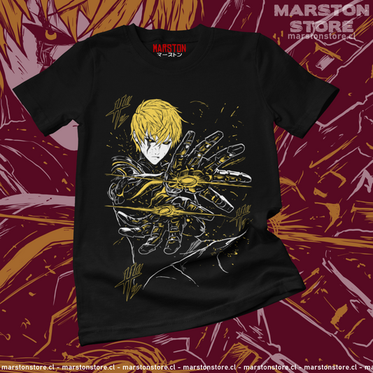 Polera negra de One Punch Man con Genos