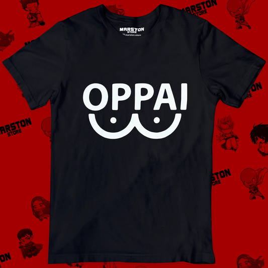 Polera negra de One Punch Man con diseño Oppai