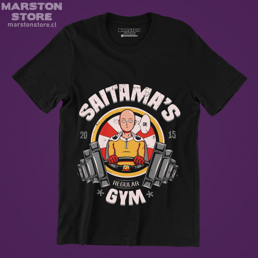 Polera negra de One Punch Man con Saitama