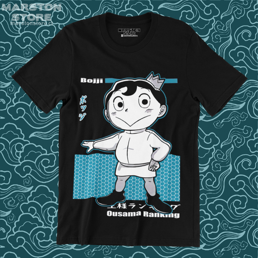 Polera negra de Ousama Ranking (Ranking of Kings) con Bojji