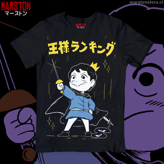 Polera negra de Ousama Ranking (Ranking of Kings) con Bojji