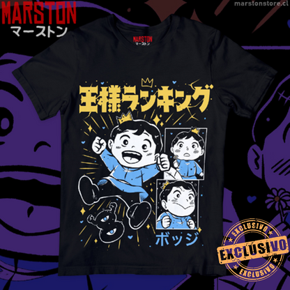 Polera negra de Ousama Ranking (Ranking of Kings) con Bojji