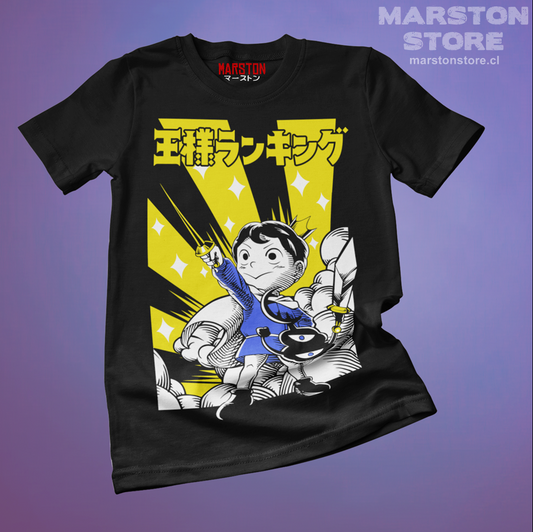 Polera negra de Ousama Ranking (Ranking of Kings) con Bojji
