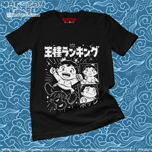 Polera negra de Ousama Ranking (Ranking of Kings) con Bojji y Kage