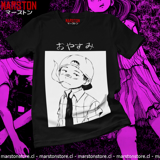 Polera negra de Oyasumi Punpun con Seki