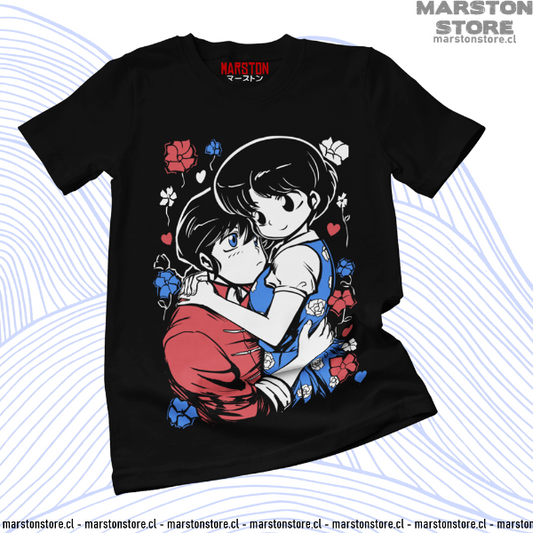 Polera negra de Ranma ½ con Akane Tendo y Ranma Saotome