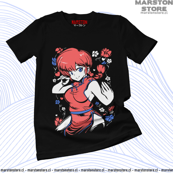 Polera negra de Ranma ½ con Ranma Saotome