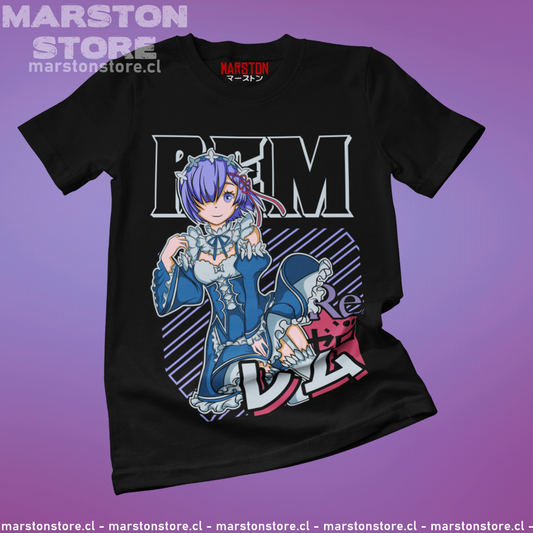 Polera negra de Re:Zero con Rem
