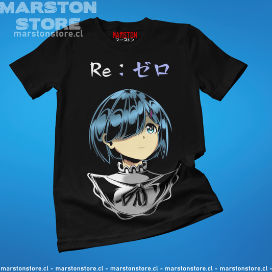 Polera negra de Re:Zero con Rem