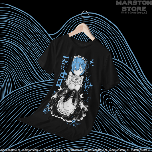 Polera negra de Re:Zero con Rem