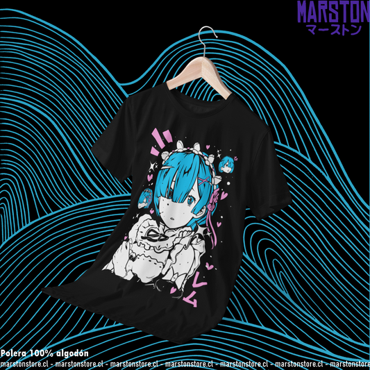Polera negra de Re:Zero con Rem