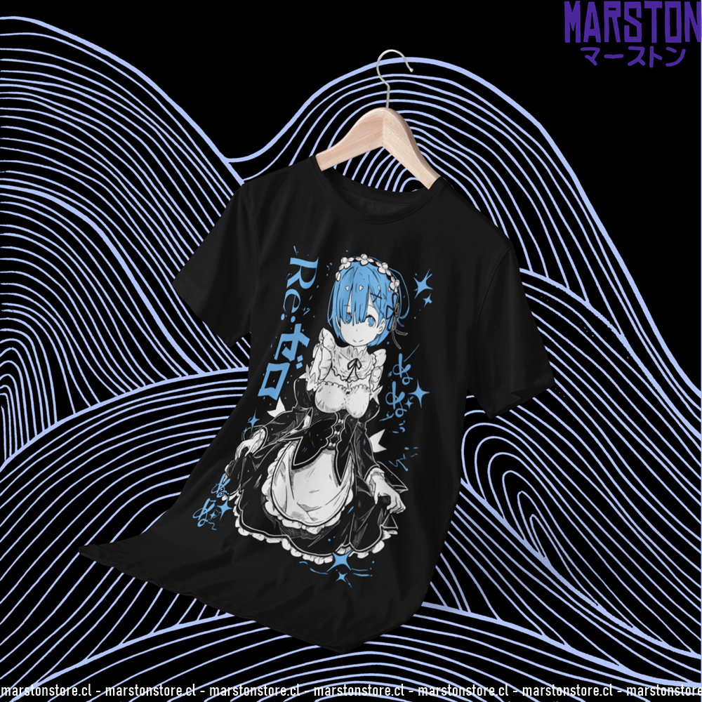 Polera negra de Re:Zero con Rem
