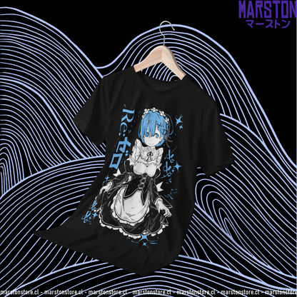 Polera negra de Re:Zero con Rem