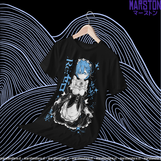Polera negra de Re:Zero con Rem